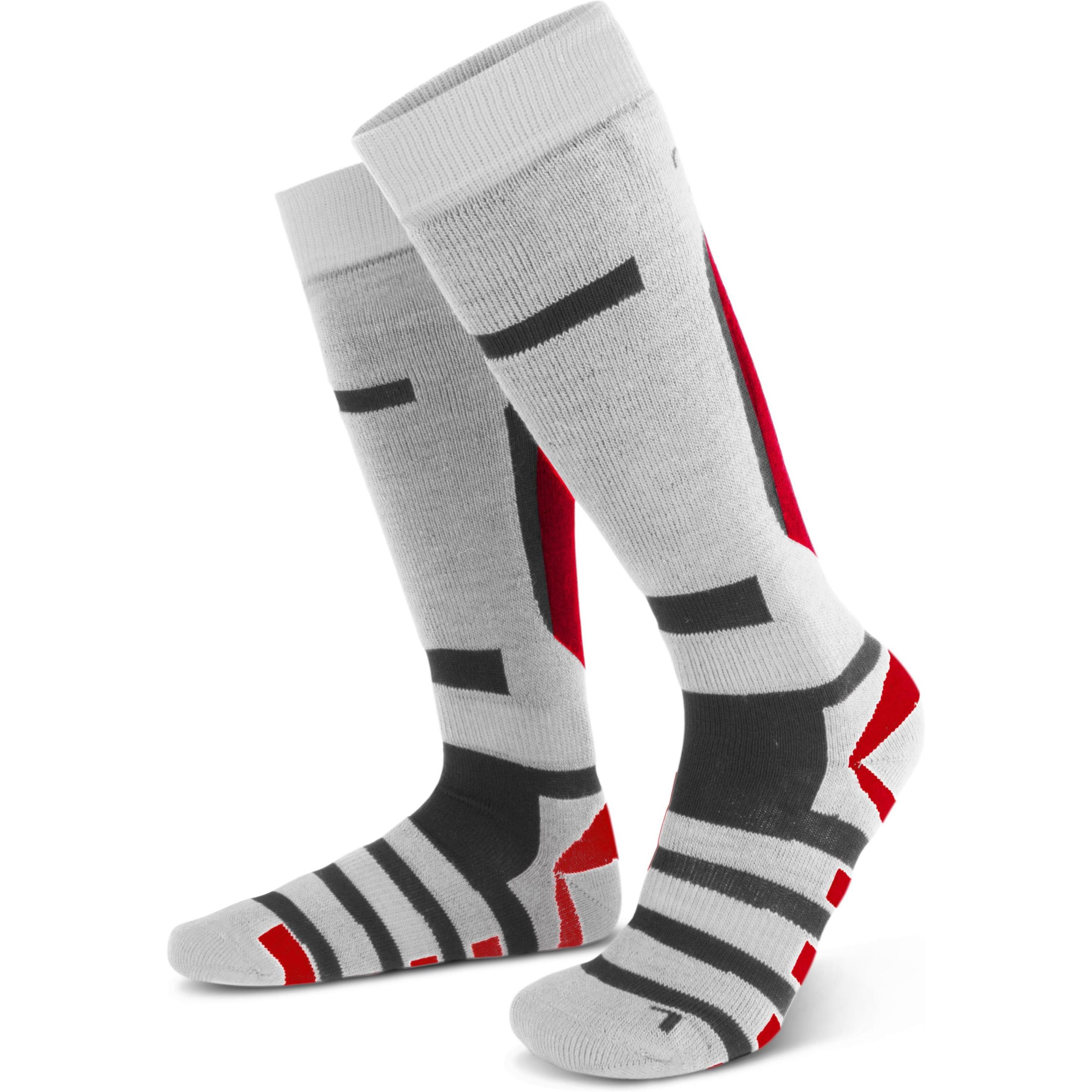 Normani, Herren, Socken, 2 Paar Ski-Kniestrümpfe Ripp, Rot, Grau, Weiss, (2er Pack, 43 - 46)