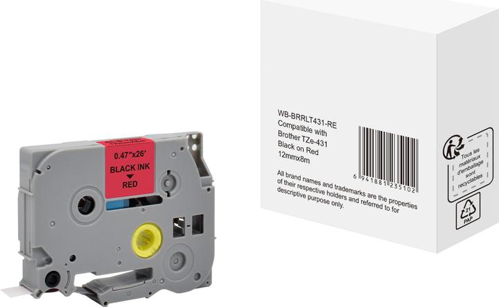 Actual product image Markenlos Labelling tape 5BRT431 8000 mm red (0.90 cm, Multicoloured)