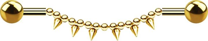 Immagine prodotto Star Piercing Barbell placcato oro due palle catena sei coni (Acciaio chirurgico 316L, senza ottone)