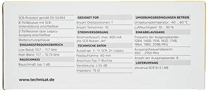 Actual product image TechniSat Universal SCR 8+2 LNB (Unicable, 40mm)
