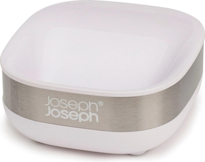 Joseph Joseph 70533 Bathroom Slim Compact Steel Soap Dish- White/Steel