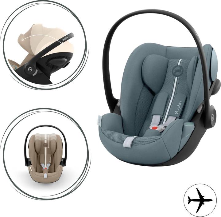 Actual product image Cybex CLOUD G I-SIZE PLUS Stormy Blue | light blue (Baby car seat, ECE R129/i-Size Standard)