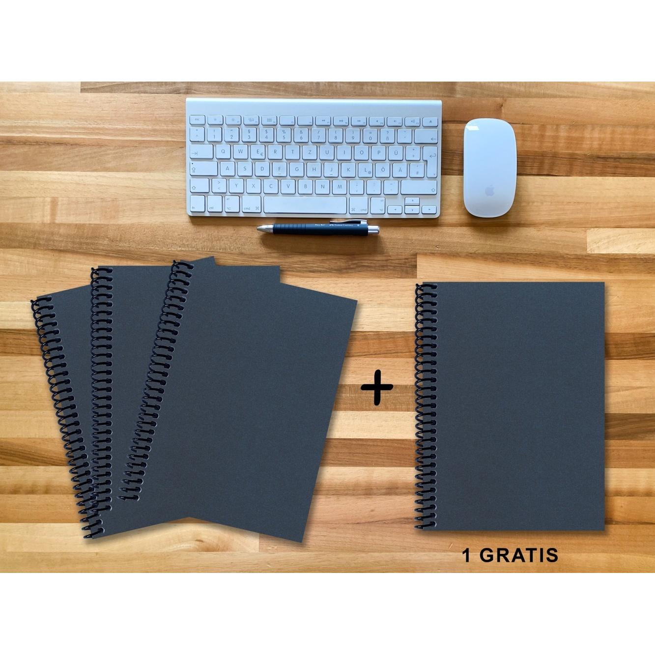 E & Z, Heft + Block, A 4 Notizbuch - Set, 3+1 gratis, Luxury 80 Seiten BLAU NEW LAPISLAZULI GLITTER-OPTIK, blanko (A4)