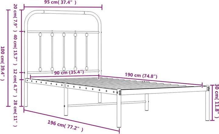 Image du produit vidaXL Bettgestell (90 x 190 cm)
