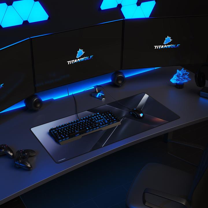 Produktbild Titanwolf Gaming Mauspad, 900 x 400mm XXL Mausmatte, verbessert Präzision & Geschwindigkeit, X Motiv (XXL)