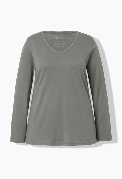 Produktbild Ulla Popken Shirt, Slim, V-Ausschnitt, Langarm (62)
