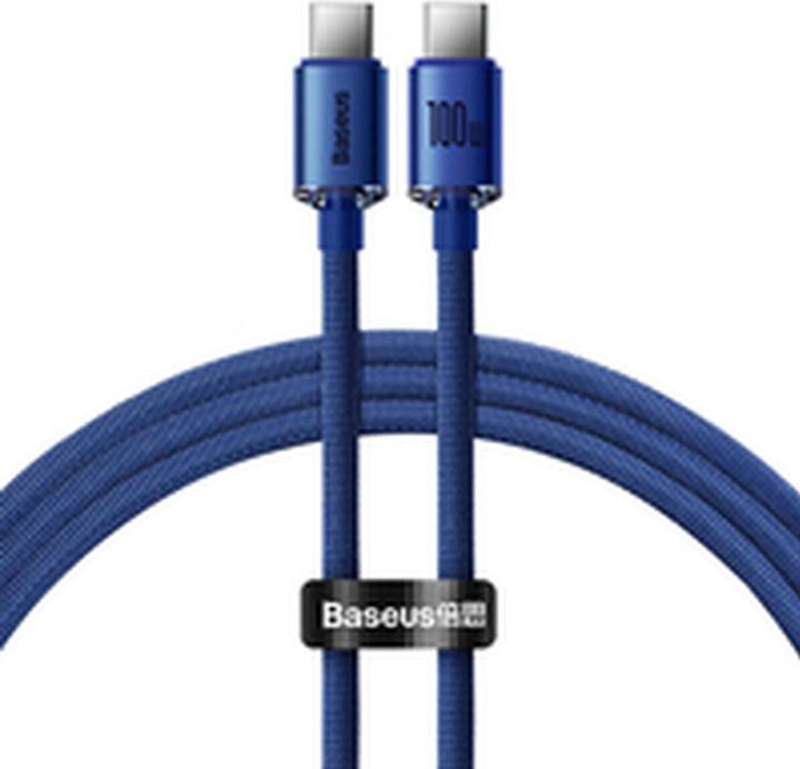 Baseus Crystal Shine Series Snel Opladen Datakabel Type-C naar Type-C 100W 1,2m Blauw (1.20 m, 100 W)