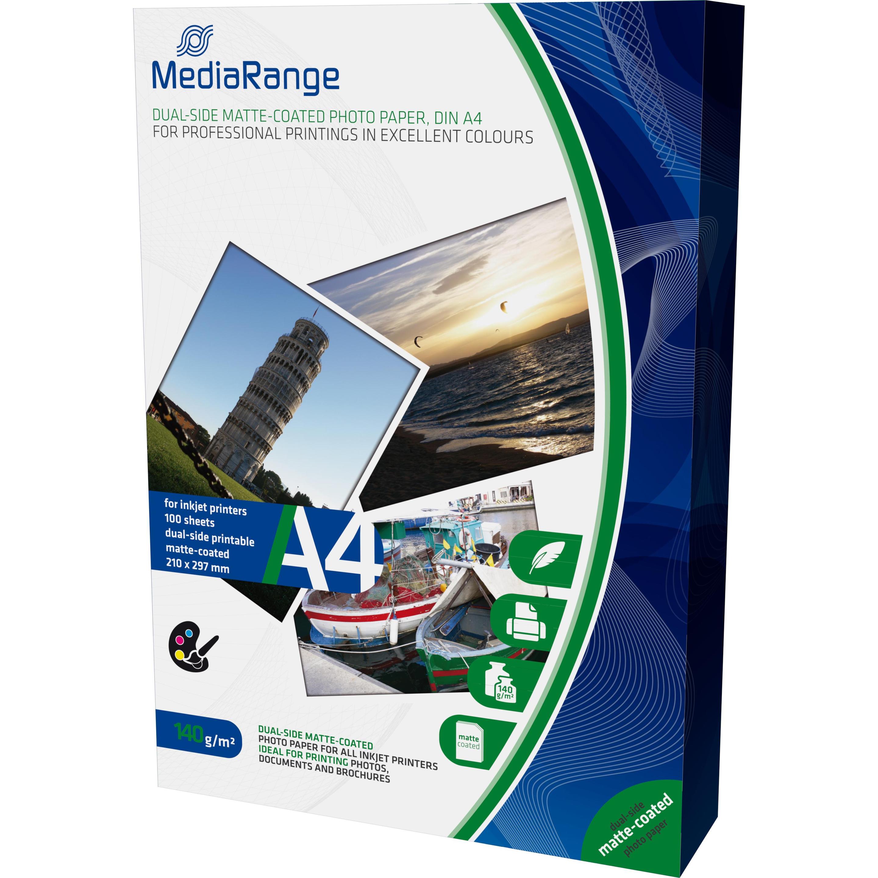 MediaRange Fotopapier (140 g/m², A4, 100 x), Fotopapier, Weiss