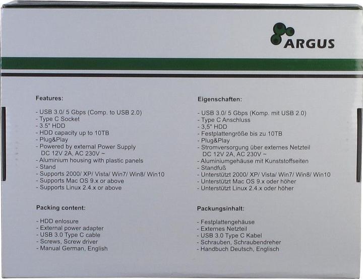 Image du produit Intertech GD35613-S3 8.9 cm 3.5 inch USB C HDD enclosure for 1x 8.9 cm 3.5 inch Sata I II III 16TB Max 24.4... (3.5")