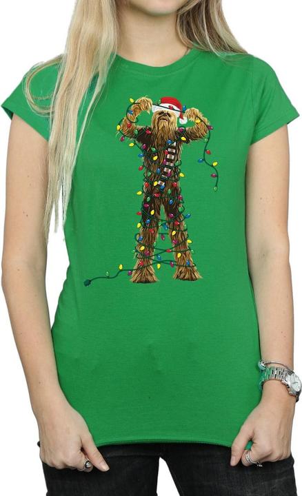 Actual product image Star Wars Womens/Ladies Chewbacca Christmas Lights Cotton T-Shirt (M)