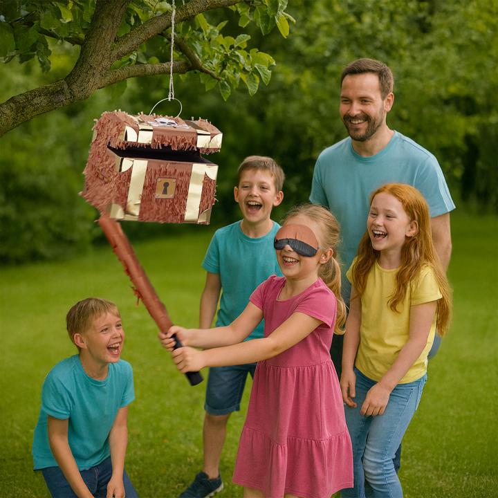 Produktbild Relaxdays Pinata Set Schatztruhe mit Stab & Maske (1 Stk.)