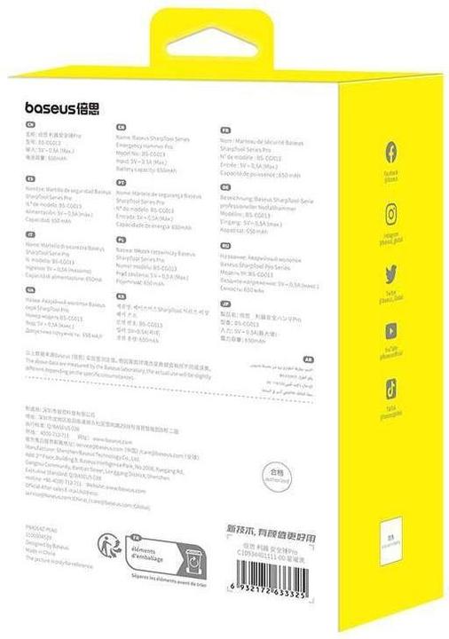 Produktbild Baseus Sharp Tool Safety Hammer (Window-breaking+Safety belt cutting) Black