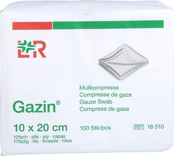 Produktbild Gazin Mullkompressen 10x20cm 12-fach/17-fädig ohne RK