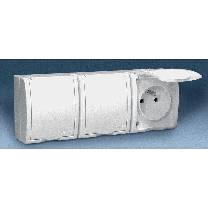 Kontakt, Steckdose, Simon Dreifache luftdichte Steckdose AQUARIUS mit 16A IP54 mit Vollklappe weiss - AQGZ1-3/11