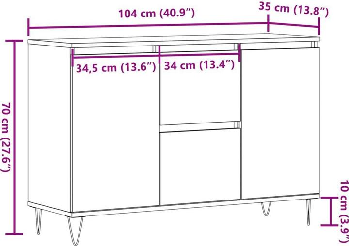 Image du produit vidaXL Sideboard (104 x 35 x 70 cm)