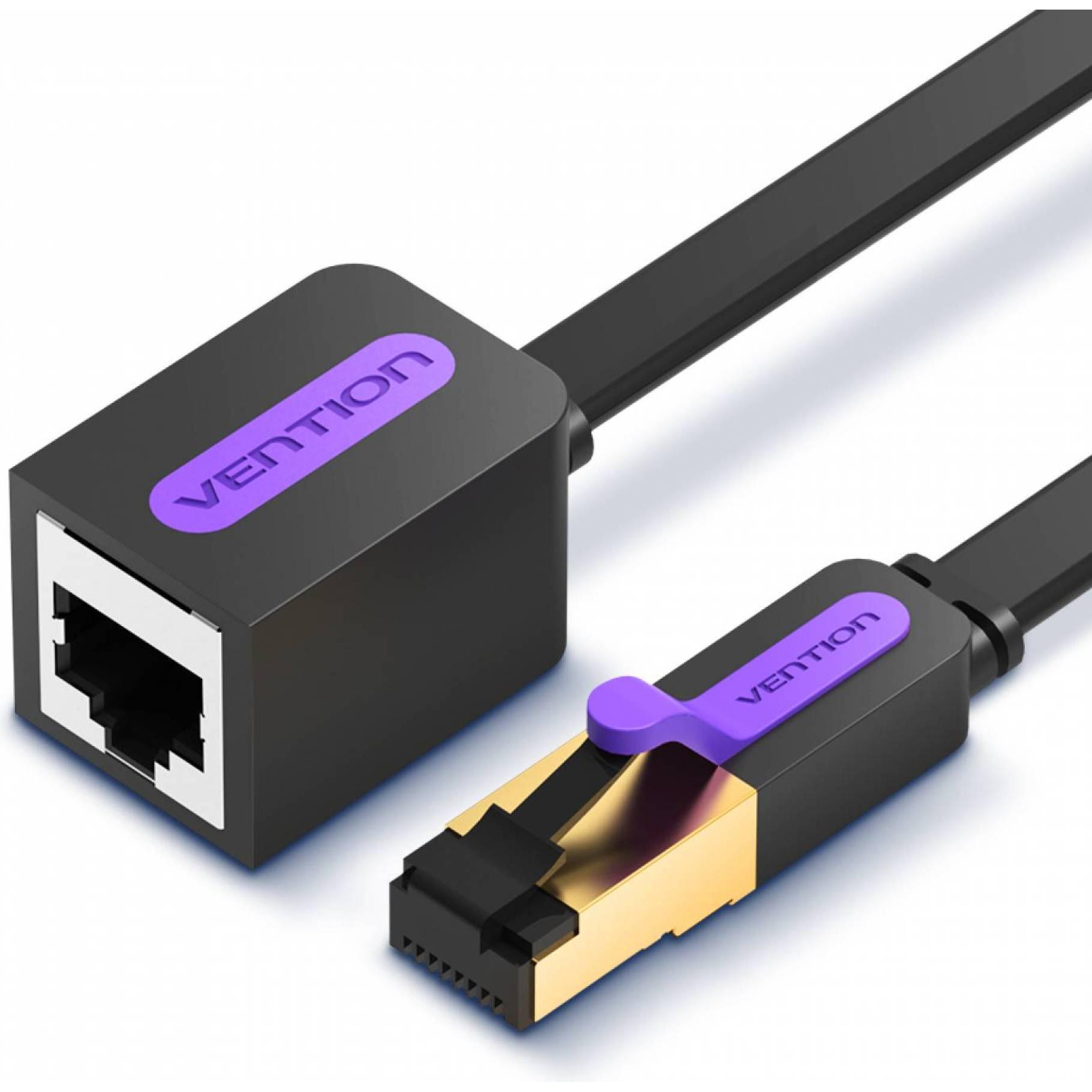 Vention Flat Network Cable Extension Category 7 ICBBH 2m Black (CAT7, 2 m) (ICBBH)