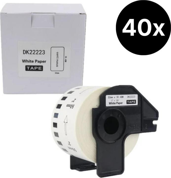 Hermex 40er-Set Alternative Etikettenrolle zu Brother DK-22223 Etiketten (50 mm)