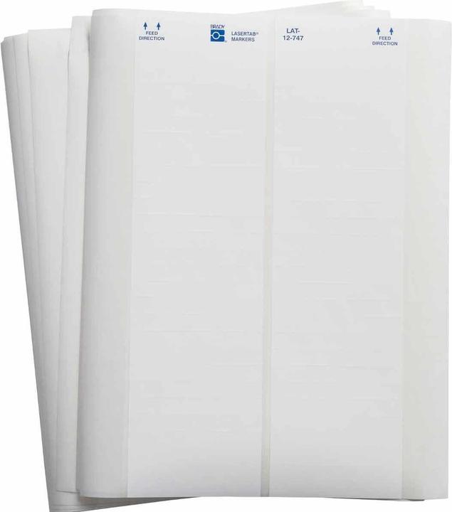 Immagine prodotto Brady LAT-12-747-2,5, poliestere, opaco, bianco, 76,20 x 9,53 mm, adesivo permanente, lettera USA, 2 fogli