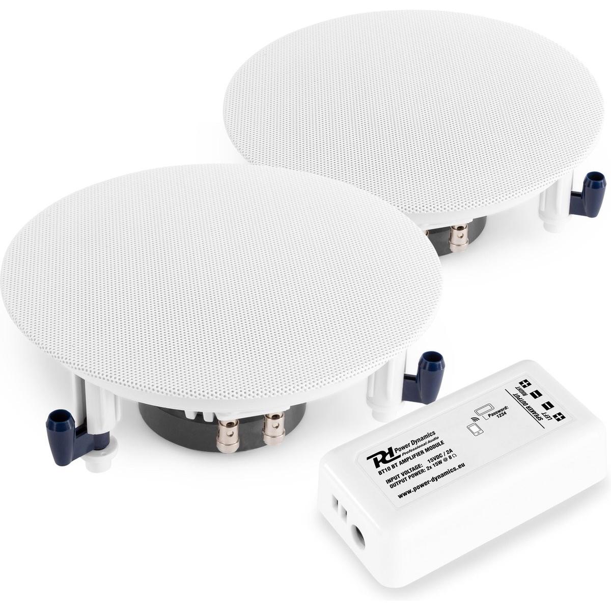 Inventum altoparlante - 2x altoparlante plafond Power Dynamics ESCS6 + amplificatore Bluetooth Power (Passivo, 2x 15 W), Altoparlante PA