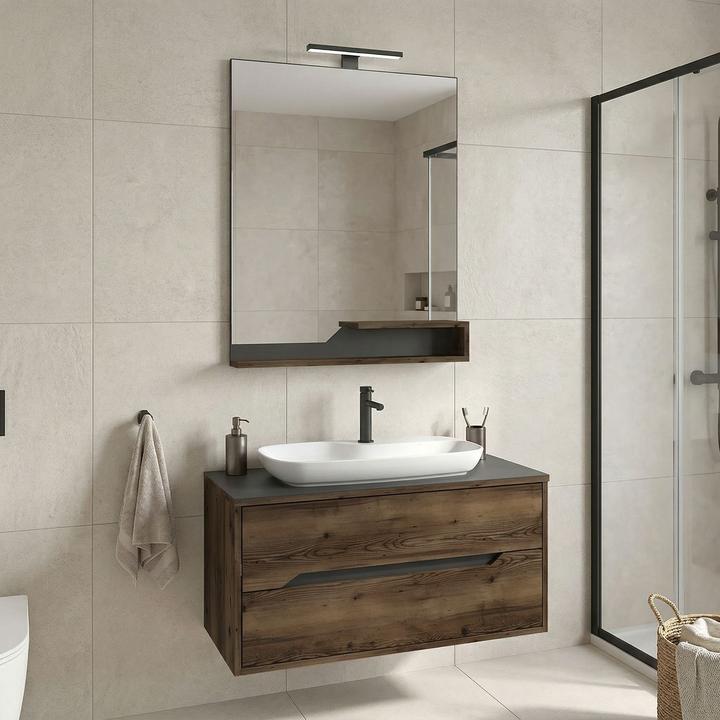 Produktbild Homitis Galia 100 v2 Bathroom Cabinet With Sink & Mirror Set (2 Pieces)