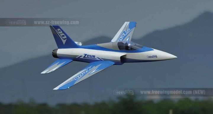 Actual product image Freewing Zeus 90mm PNP 6S Sport Jet EDF (Blue) (Jet)