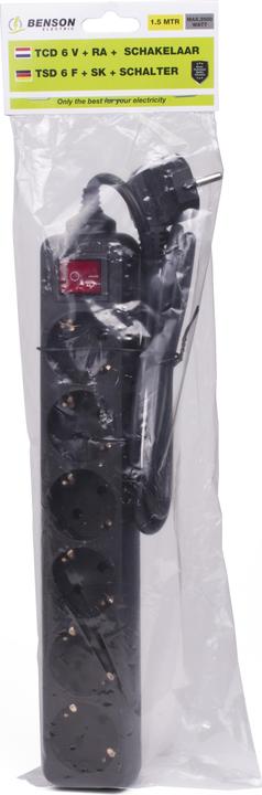 Produktbild Benson Electric Steckdosenleiste 6-fach + Erde + Schalter 1,5 m sc (6x, CEE 7/3, 1.50 m)