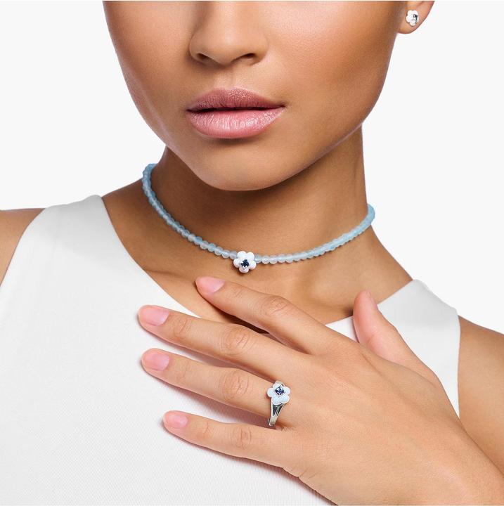 Produktbild Thomas Sabo Ring Blume mit Blauem Stein Silber (52, 925 Silber)