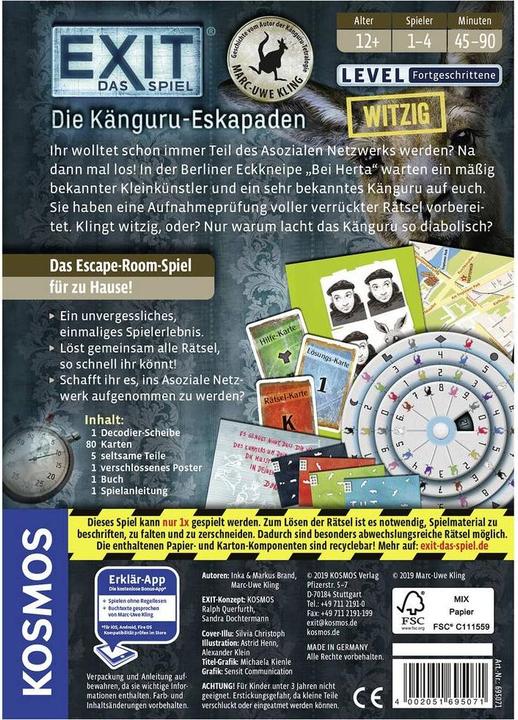 Produktbild Kosmos Exit - Die Känguru Eskapaden (Deutsch, 1 - 4 Spieler)
