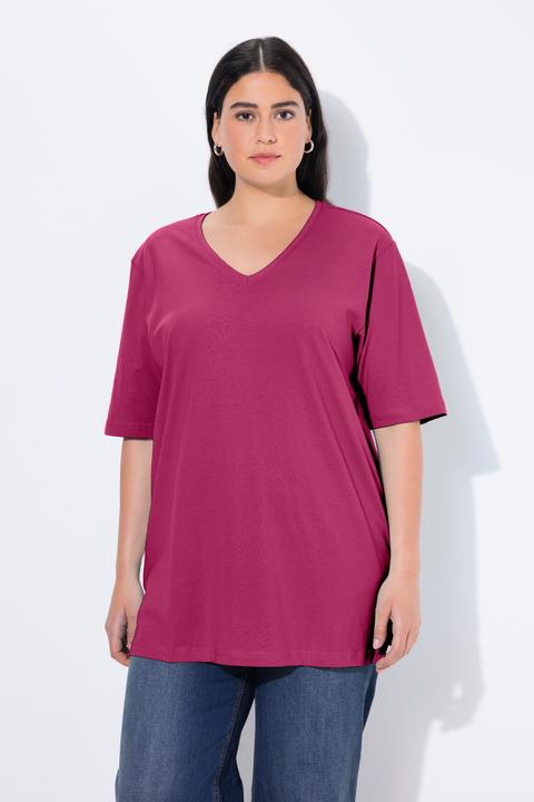 Actual product image Ulla Popken Basic V-Neck Relaxed Fit Short Sleeve Tee (62)