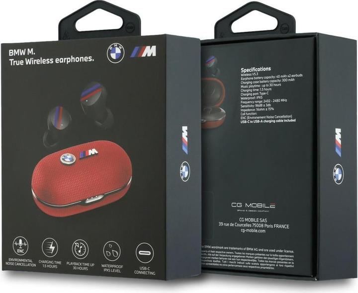 Actual product image BMW Headphones Bluetooth TWS Metal Logo ENC red (30 h, Wireless)