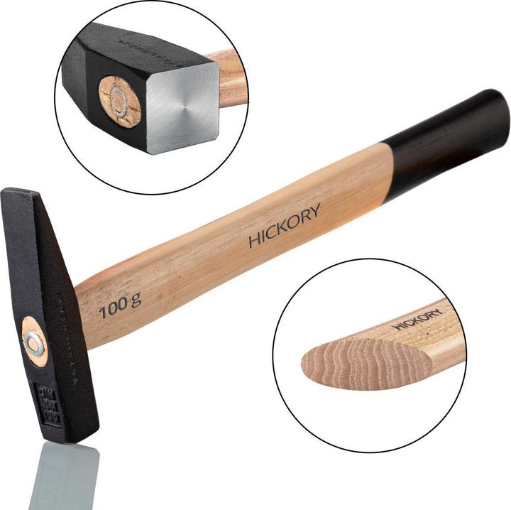 Actual product image Stahlwerk Hammer locksmith hammer 100g robust steel head, hickory wood handle (100 g)