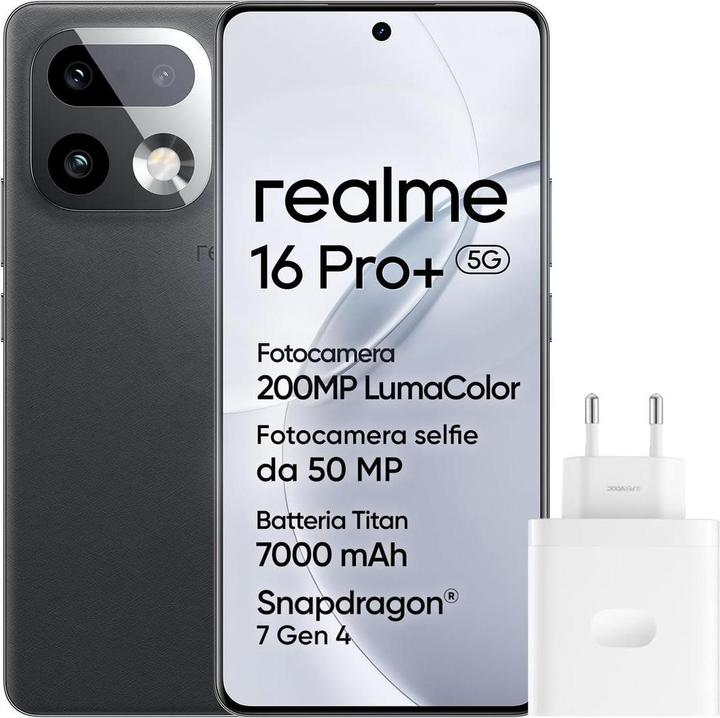 Produktbild realme 16 Pro+ (512 GB, Grey, master grey, 6.80", Hybrid Dual SIM + eSIM, 5G)