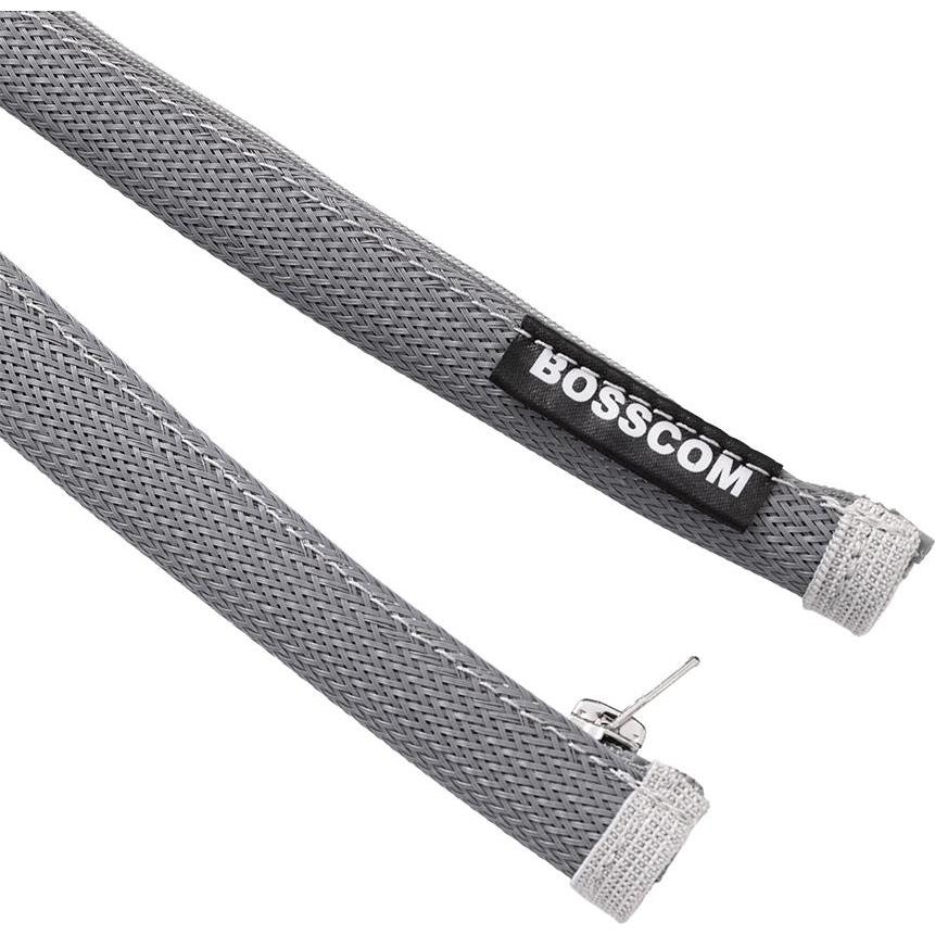 Bosscom, Canale passacavi, Cable Sock With Zip - 20mm - 2m - Grey (200 cm)