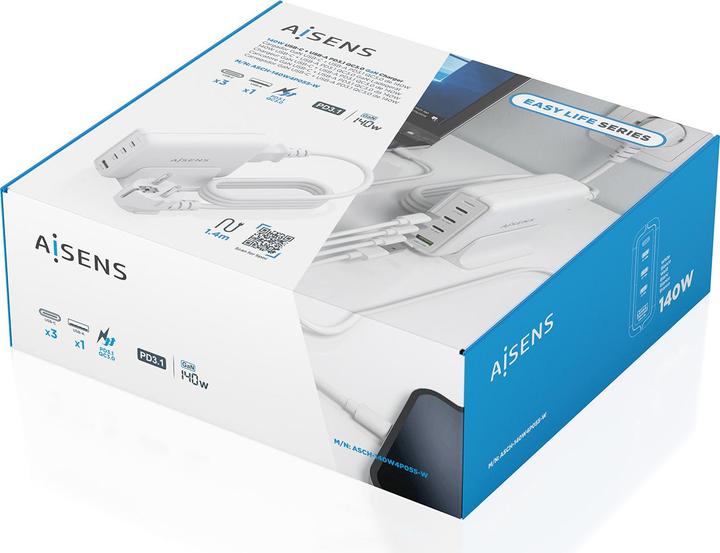 Produktbild Aisens ASCH-140W4P055-W (140 W, 4 Ports)