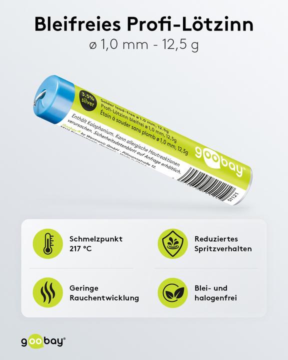 Actual product image Goobay Professional solder lead-free, ø 1.0 mm, 12.5 g (Solder)