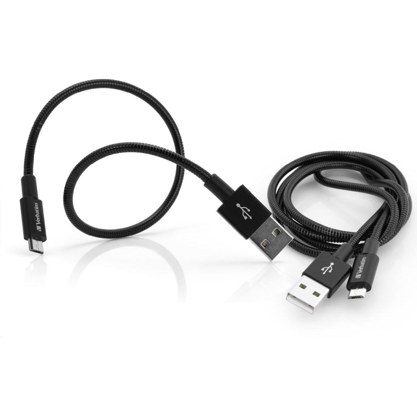 Verbatim Cavo micro USB Sync & Charge 100cm nero + 30 cm nero (1 m, USB 2.0), Cavo USB