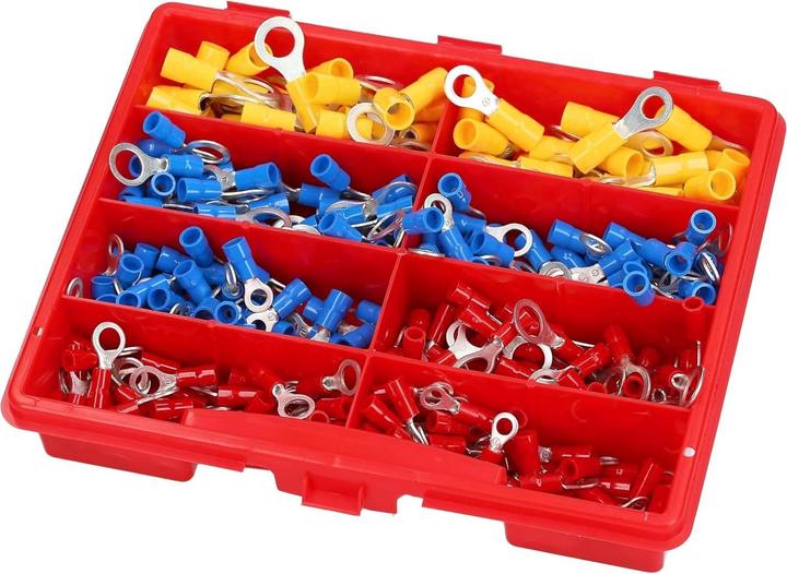 Produktbild Kalitec 360 Stück Sortimentskasten Ringkabelschuhe isoliert 0,25-6 mm² I Kabelschuhe Set I Quetschve