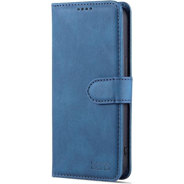 MU Classic Retro Leder Bookcover Hülle (Apple iPhone 13 Pro), Smartphone Hülle, Blau