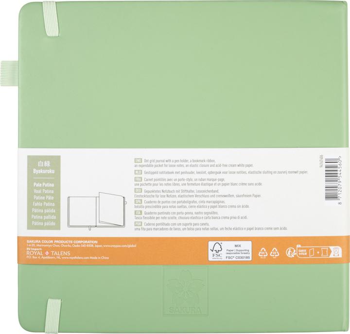 Immagine prodotto Sakura Notizbuch quadratisch punktraster, pale patina Hardcover 160 Seiten (Quadrata, Punteggiato, Copertina rigida)