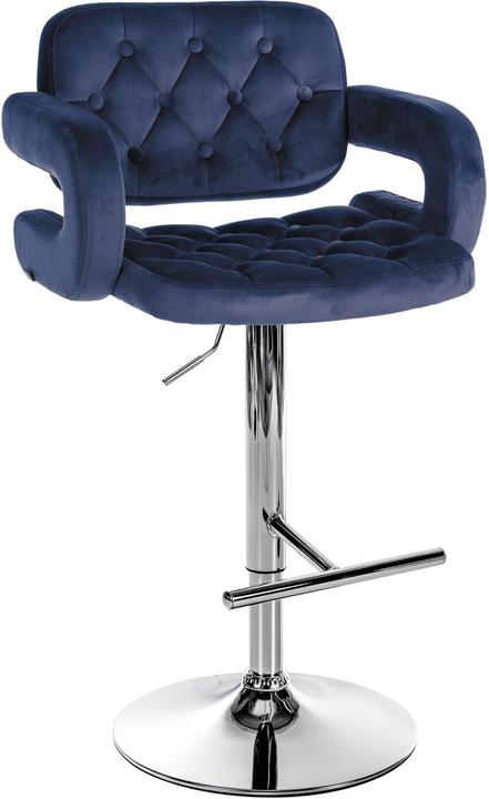 Produktbild Swisshandel24 Barhocker Dublin Samt chrom, blau