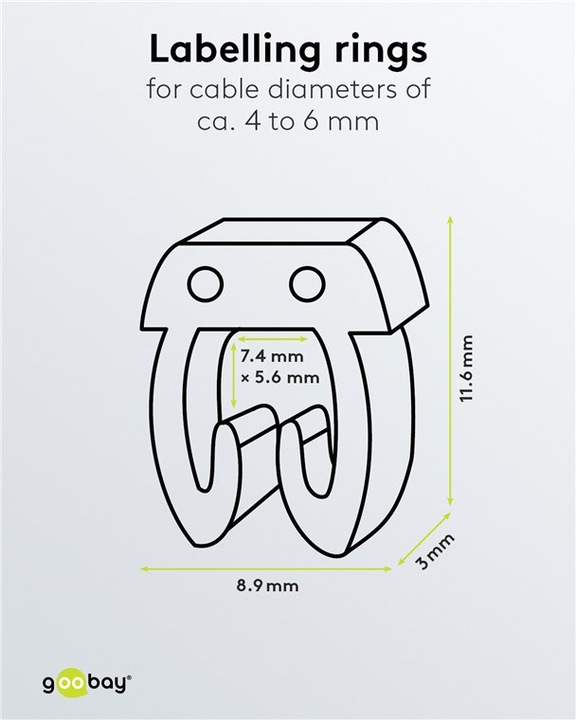 Actual product image Goobay cable marker clips "digits 0-9", for cable diameters up to 6 mm, 6 mm