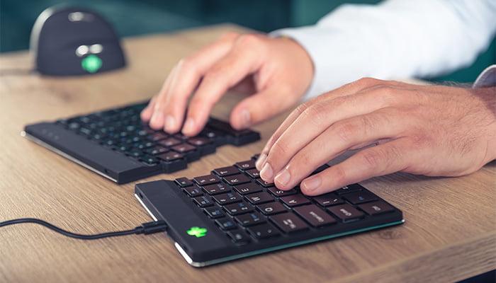 Produktbild R-Go Tools R-Go Tastatur Split Break US-Layout Bluetooth weiss (US, Kabellos)