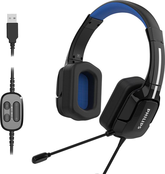 Actual product image Philips Cuffia C/Microfono USB Gaming Dirac Tagh401bl/00 3d Profession. (Cable)