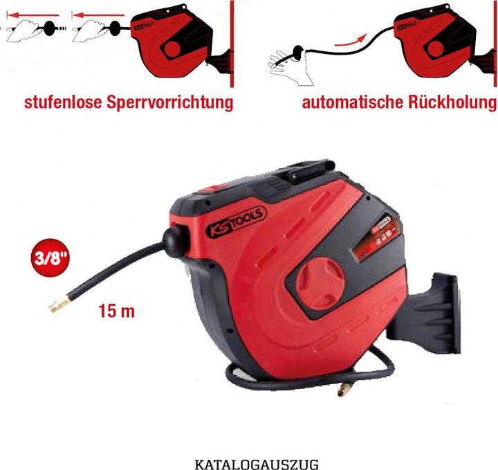 Image du produit KS Tools Enrouleur de tuyau d'air comprimé, d 10mm x 15m