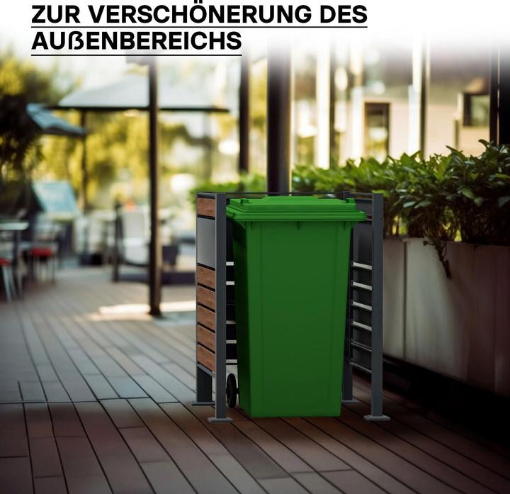 Actual product image Wiltec Waste bin fence for one bin Wood-look waste bin box 60-240l privacy screen