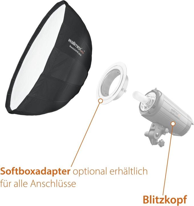 Image du produit Walimex pro Boîte à lumière Pro Studio Line Beauty Dish QA105 pour Profoto (Boîte à lumière, 105 cm)