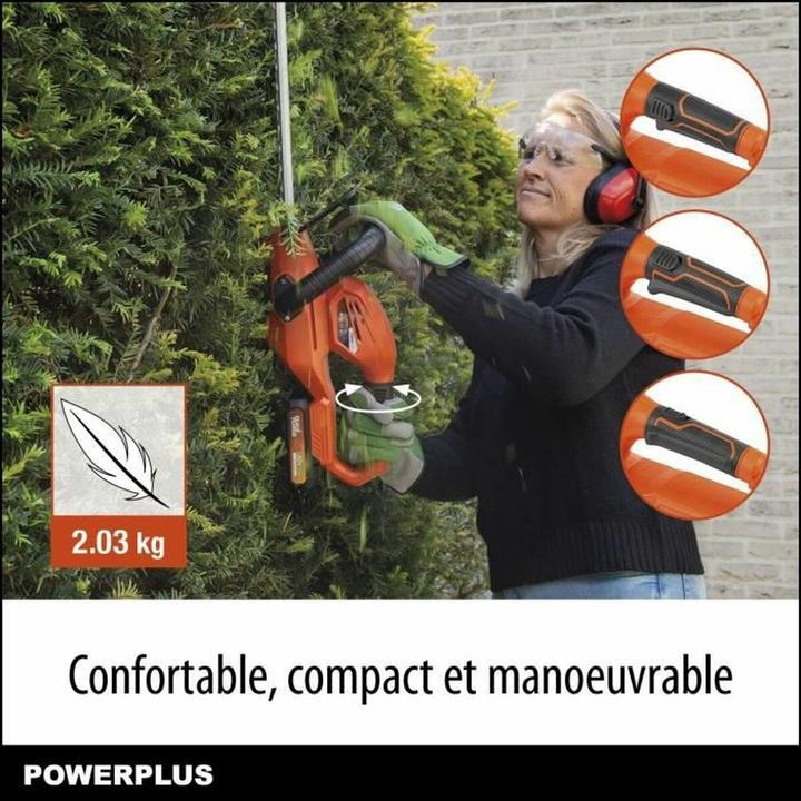 Produktbild Powerplus Dual Power Heckenschere 20V 20V 580mm - inkl. Akku 20V 2.0Ah und Ladegerät (Akkubetrieb)