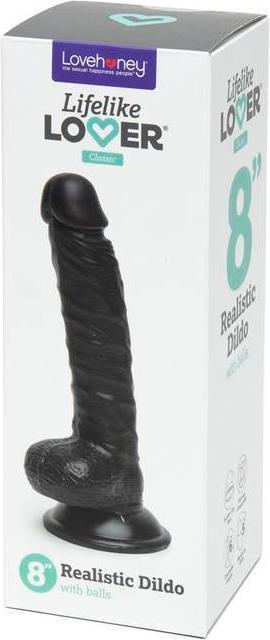 Actual product image Lovehoney Classic Realistic Dildo 8 Inch Black