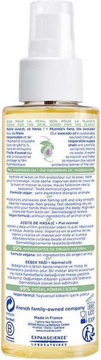 Valeurs nutritives et ingrédients Mustela Huile peau normale