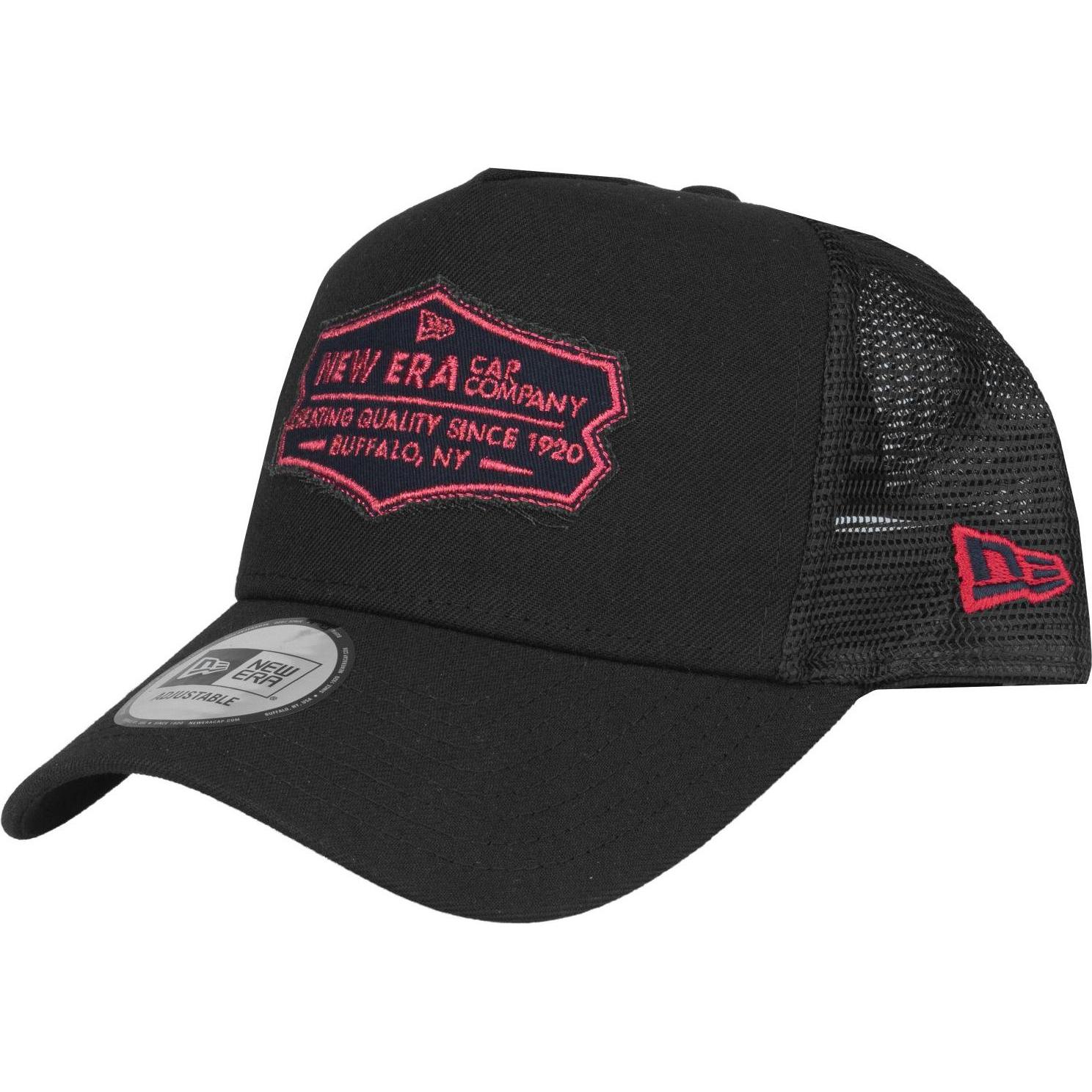 New Era, Herren, Cap, Adjustable Trucker Cap - RETRO PATCH schwarz / rot, Schwarz, (One Size)